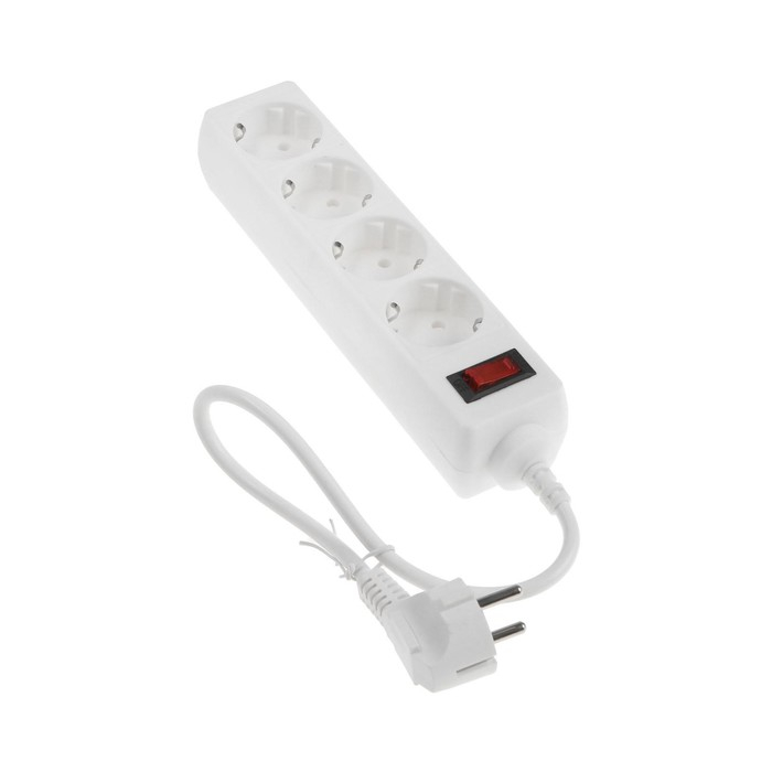 Сетевой фильтр Luazon Lighting, 4 розетки, 0.5 м, 2200 Вт, 3 х 0.75 мм2, 10 A, 220 В, белый Сетевой фильтр Luazon Lighting, 4 розетки, 0.5 м, 2200 Вт, 3 х 0.75 мм2, 10 A, 220 В, белый