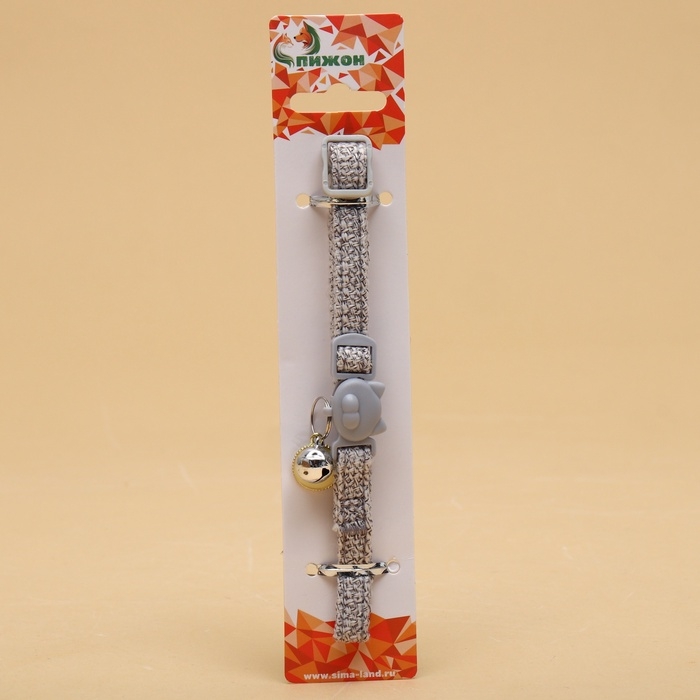 Ошейник кошачий Ошейник кошачий "Нежность", с бубенчиком и подвесом, 30 х 1 см, полиэстер, серый