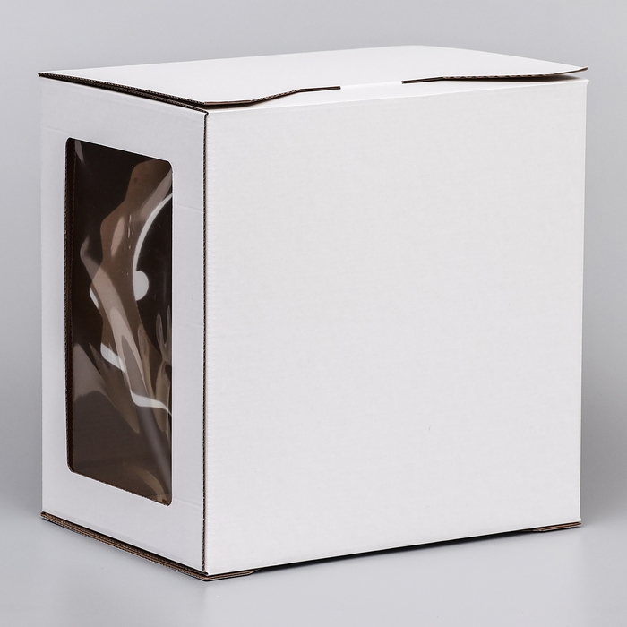 Коробка под торт 3 окна, с ручками, белая, 28 х 28 х 20 см