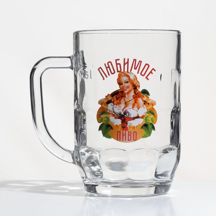 Пивная кружка «Любимое пиво», стеклянная, 500 мл, микс Пивная кружка «Любимое пиво», стеклянная, 500 мл, микс