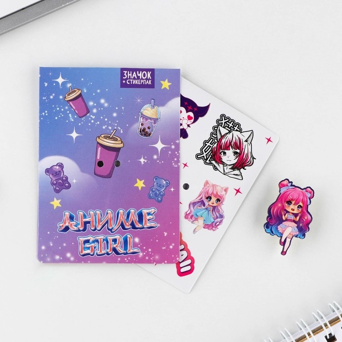Значок с наклейками «Аниме girl», 6.5 х 9 см Значок с наклейками «Аниме girl», 6.5 х 9 см
