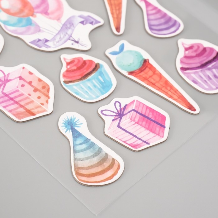 Наклейки для творчества Наклейки для творчества "День рождения" набор 2 листа 22х12,5 см