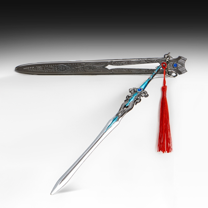 Сувенирное оружие подвесное мини Сувенирное оружие подвесное мини "Меч Арта", брелок, 27 см, серебристый с голубым