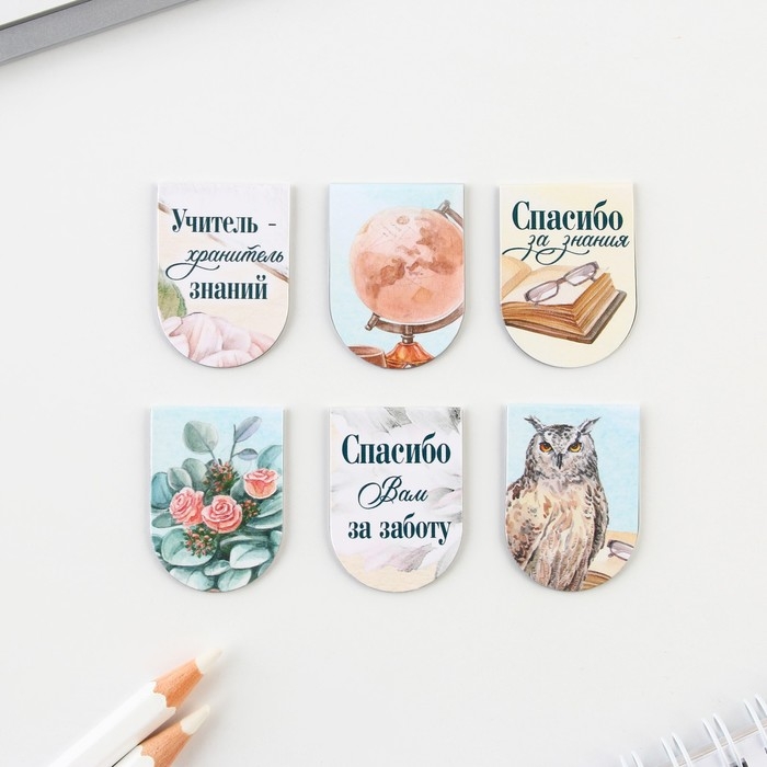 Закладки магнитные на подложке «Учителю: Вы лучший учитель», 6 шт.