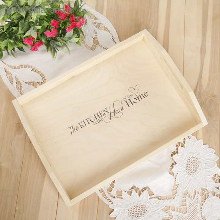 Поднос деревянный с декором, 40×30×7,5 см, сосна Поднос деревянный с декором, 40×30×7,5 см, сосна