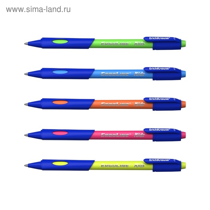 Ручка шариковая ErichKrause ErgoLine Kids Ultra Glide, первоклассника, эргономичный держатель, корпус Soft-touch, узел 0.7 мм, чернила синие, микс