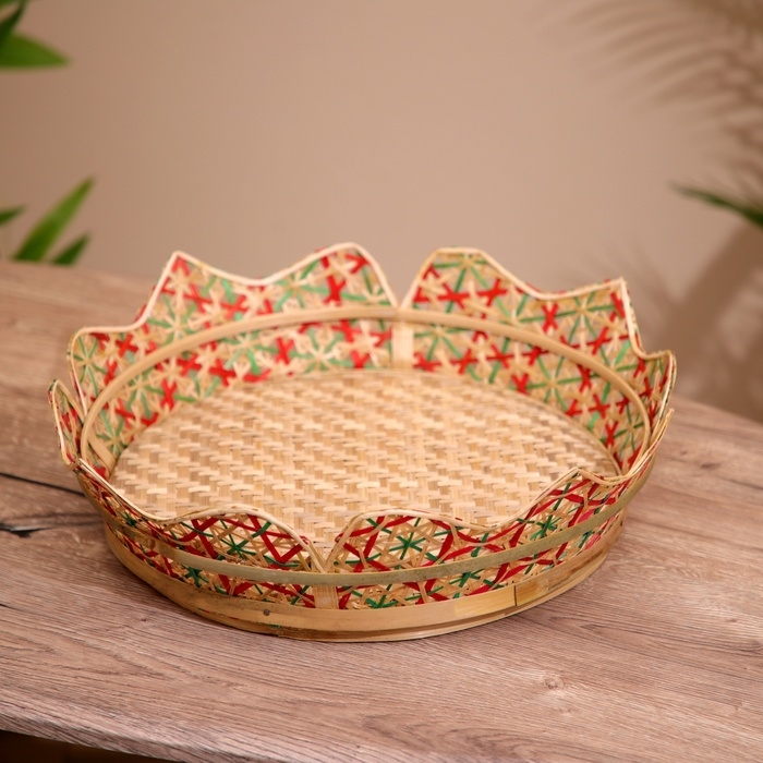 Корзинка плетёная, из бамбука 40х40х10 см