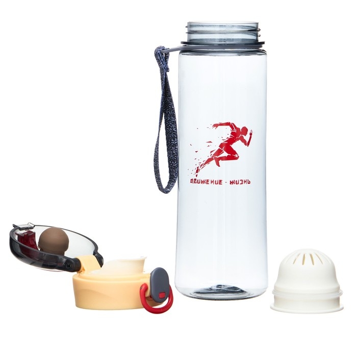 Бутылка для воды, 500 мл,  Бутылка для воды, 500 мл, "Движение - жизнь", с поильником