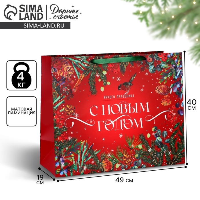 Пакет подарочный новогодний ламинированный «Новогодняя сказка», XL 49 х 40 х 19 см, Новый год Пакет подарочный новогодний ламинированный «Новогодняя сказка», XL 49 х 40 х 19 см, Новый год