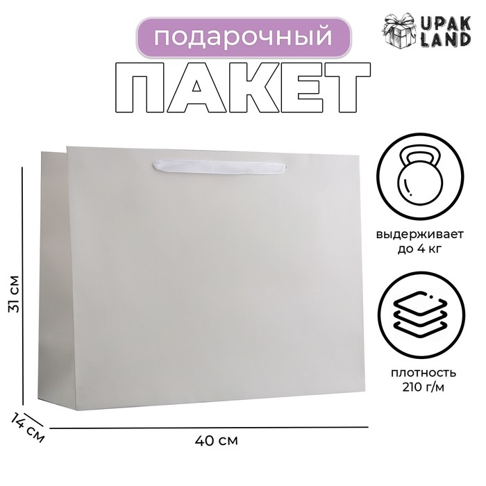 Пакет ламинированный горизонтальный «Белый», L 40 × 31 × 14 см Пакет ламинированный горизонтальный «Белый», L 40 × 31 × 14 см