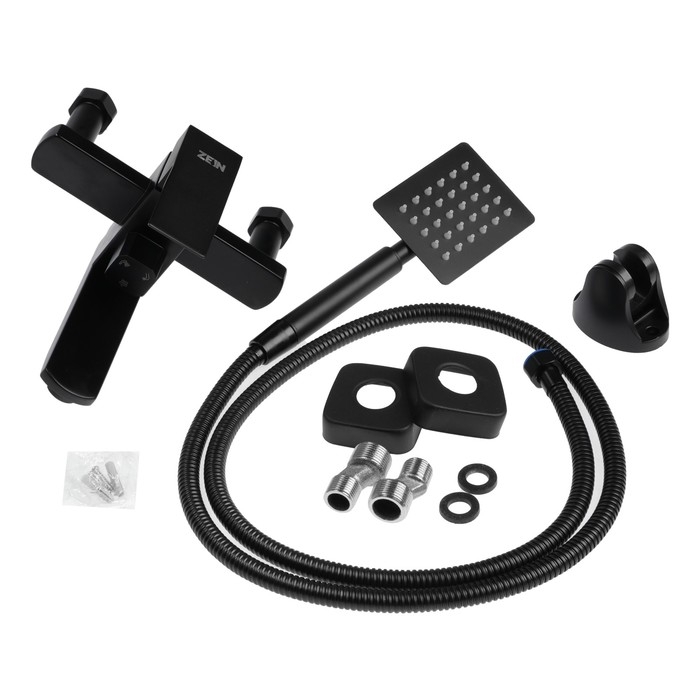 Смеситель для ванны ZEIN Z3837, однорычажный, душевой набор, черный Смеситель для ванны ZEIN Z3837, однорычажный, душевой набор, черный