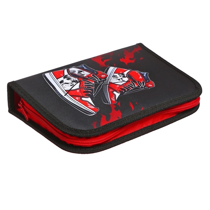 Пенал 3 секции, вкладка внутри, 140 х 210 х 40 мм, тканевый, Calligrata TOP Block  Пенал 3 секции, вкладка внутри, 140 х 210 х 40 мм, тканевый, Calligrata TOP Block "Кеды аниме"