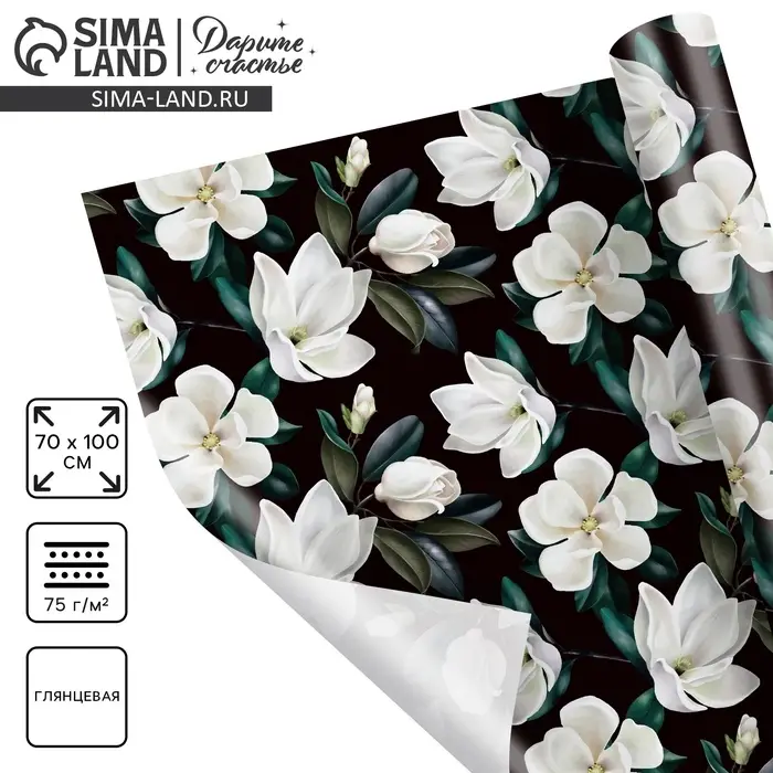 Бумага упаковочная глянцевая «Магнолия», 70 х 100 см