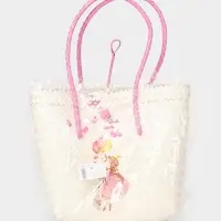 Сумка плетёная на застёжке &laquo;Девочка с букетом&raquo;, 40&times;10&times;55 см, пластик, бело-розовая