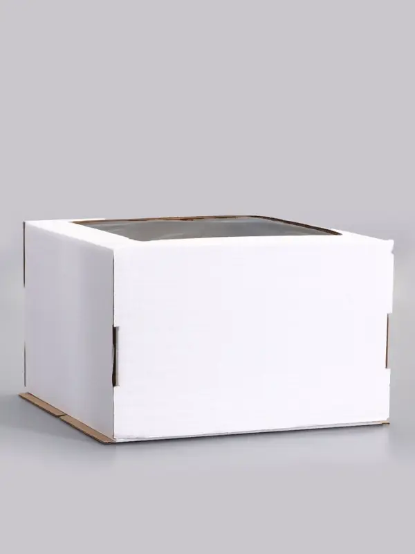 Коробка для торта, кондитерская, белая, с окном 30&times;30&times;19 см Набор 5 шт.