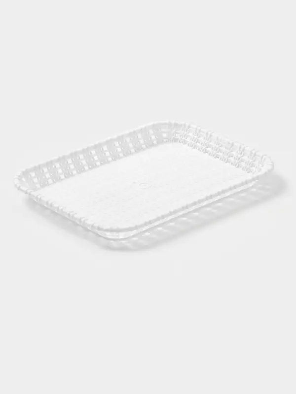 Поднос прямоугольный Доляна &laquo;Плетение&raquo;, 20.5&times;15&times;2 см, белый