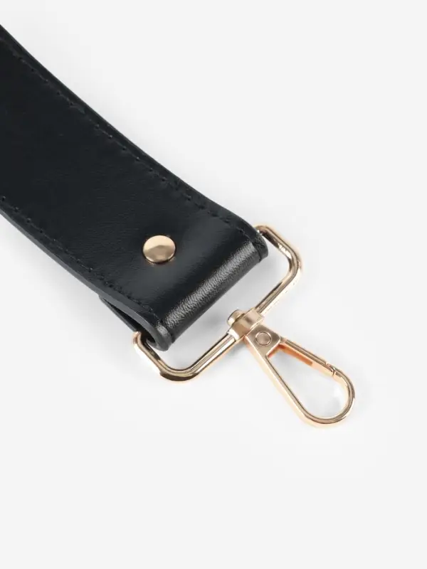 Ручка для сумки, с карабинами, 35&plusmn;1 см &times; 3.5 см, цвет чёрный, золотой