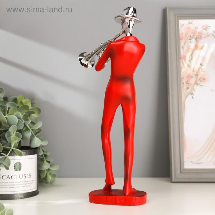 Сувенир полистоун  Сувенир полистоун "Музыкант с саксофоном" красный с серебром 29,5х10,5х13,5 см