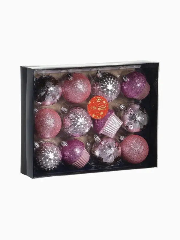 Ёлочные игрушки &laquo;Пироженки&raquo;, шары новогодние, набор 12 шт., d=6 см, розовый