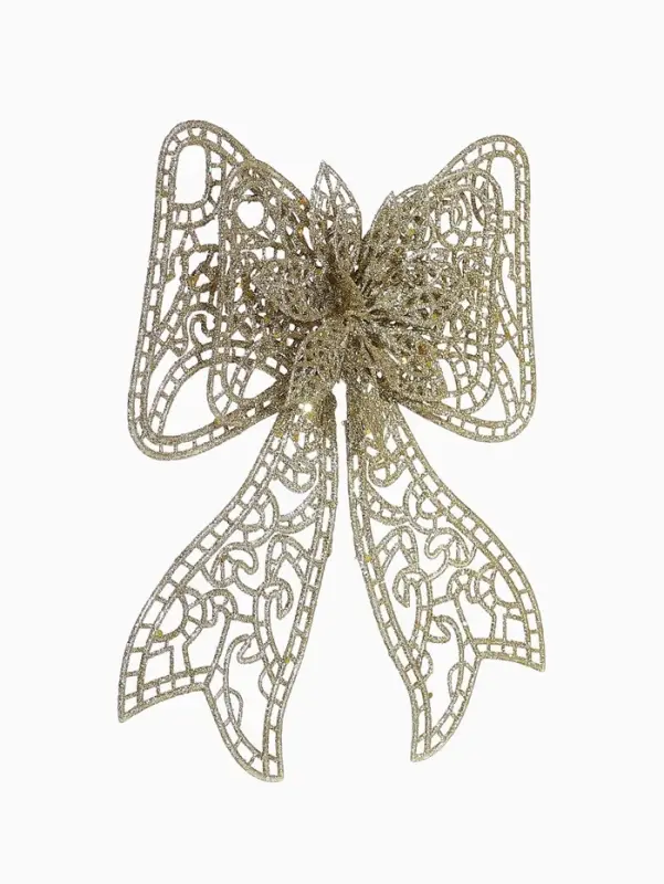 Ёлочная игрушка &laquo;Зимнее волшебство. Бант с цветком&raquo; пластик, 18&times;12.5 см, золото