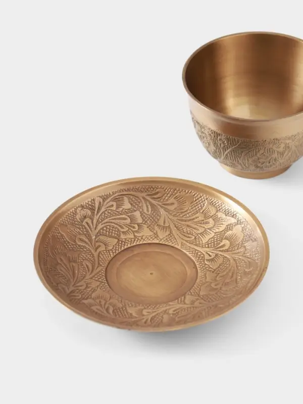 Чайная пара &laquo;Антик&raquo;, 12&times;11.5&times;6 см, латунь