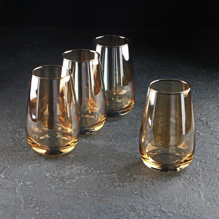 Набор высоких стеклянных стаканов «Золотой мёд», 350 мл, 4 шт Набор высоких стеклянных стаканов «Золотой мёд», 350 мл, 4 шт