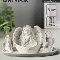 Набор фигурок на подставке &laquo;Ангелы&raquo;, 5 шт., гипс, 23.5&times;13&times;12 см, белый