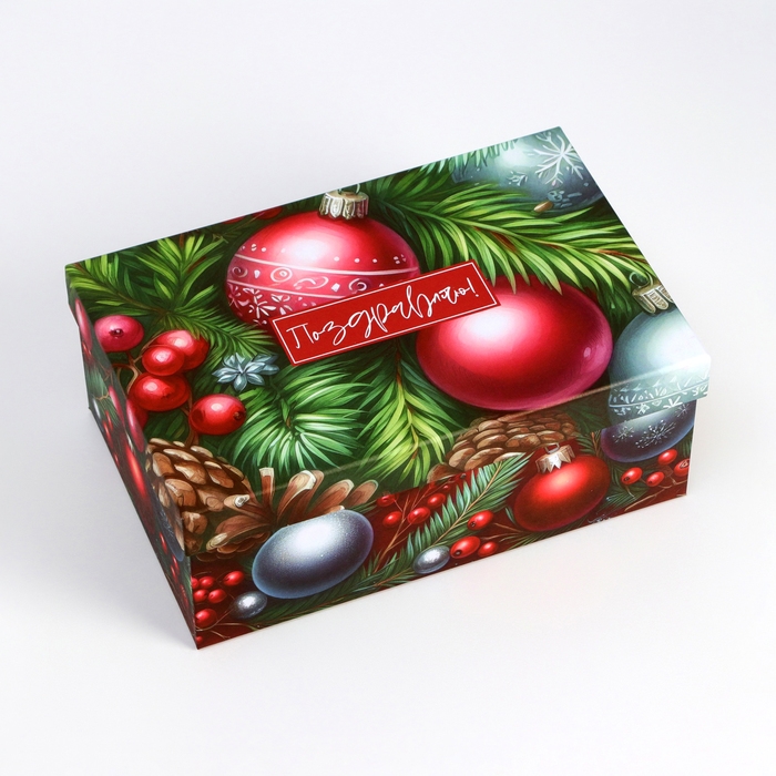 Набор подарочных новогодних коробок 10 в 1 Набор подарочных новогодних коробок 10 в 1 "Украшения на ёлку", 32,5 х 20 х 12,5 - 12 х 7 х 4 см. Новый год