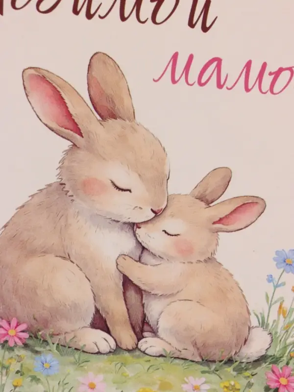 Открытка &laquo;Любимой мамочке&raquo;, зайцы, 15&times;15 см