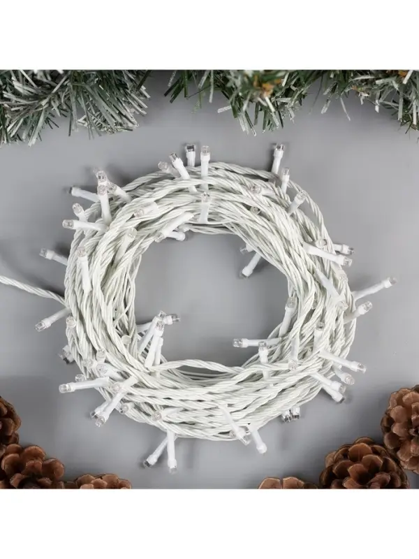 Гирлянда &laquo;Нить&raquo; 10 м, IP20, белая нить, 100 LED, 8 режимов, 220 В, свечение синее