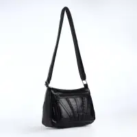 Сумка женская кросс-боди на молнии, 20&times;8.5&times;15 см, однотонная, чёрная