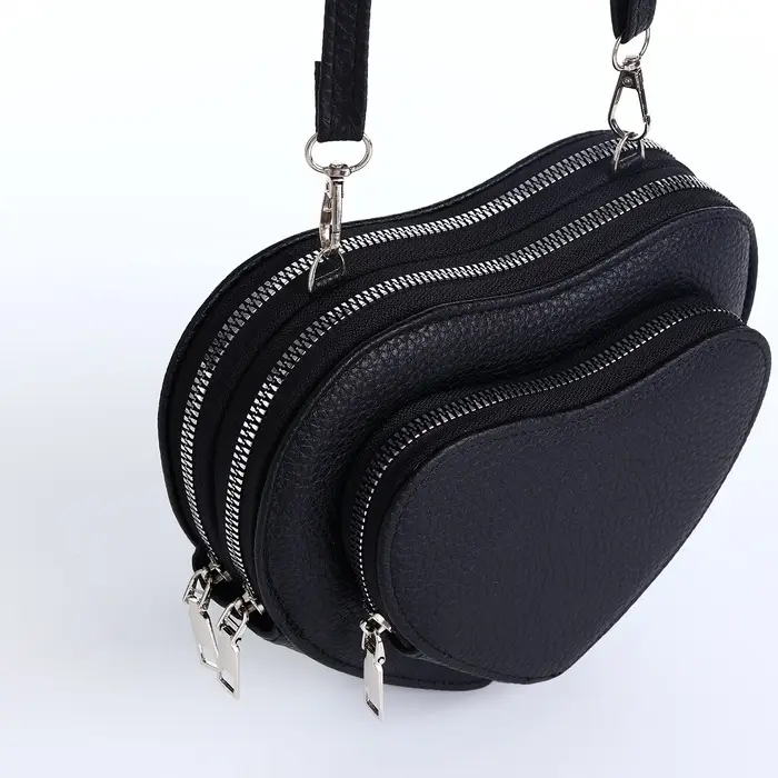 Сумка женская кросс-боди на молнии, в форме сердца, 20&times;5&times;16 см, чёрная