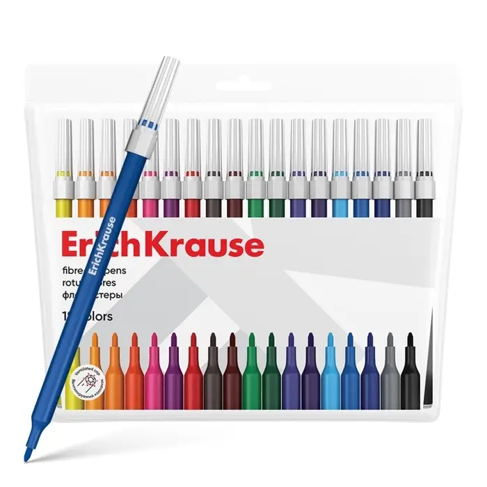 Фломастеры 18 цветов ErichKrause light, в футляре с европодвесом