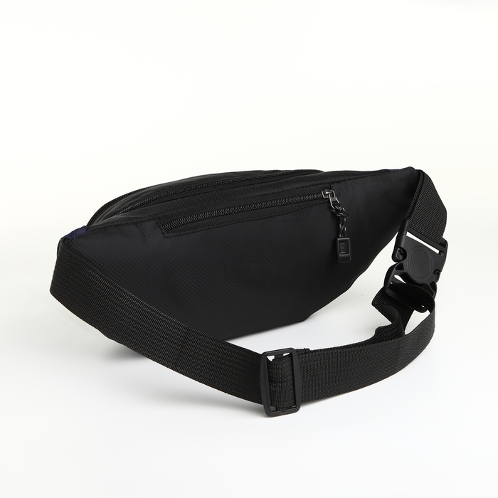 Поясная сумка на молнии, 3 наружных кармана, цвет синий/чёрный Поясная сумка на молнии, 3 наружных кармана, цвет синий/чёрный
