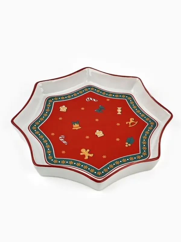 Блюдо новогоднее &laquo;Пряничные человечки&raquo;, 21&times;21&times;3 см, ручная работа