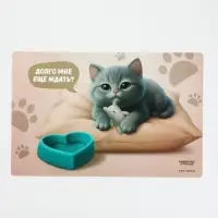 Коврик под миску &laquo;Котик недовольный&raquo;, 43&times;28 см