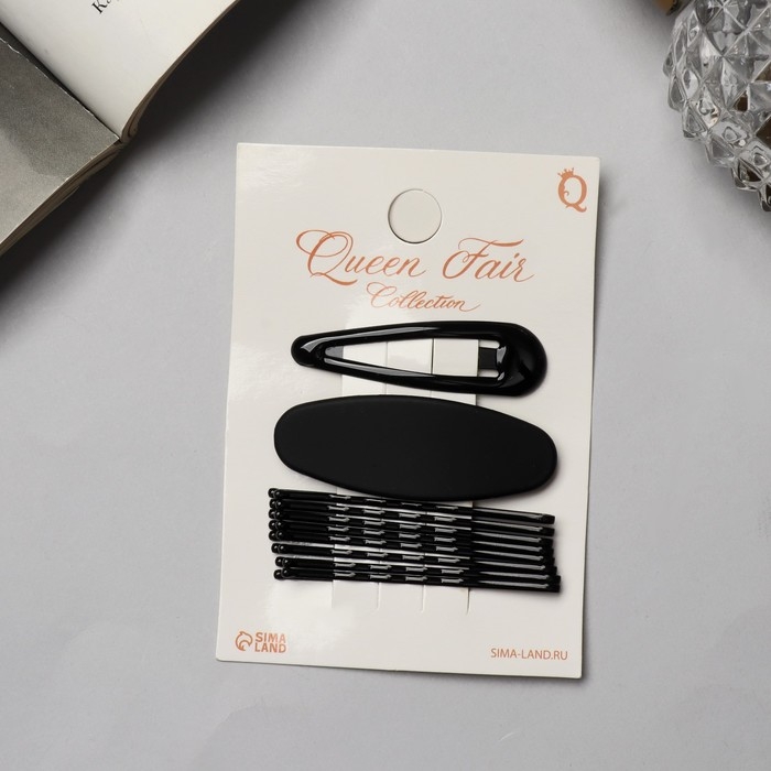 Невидимка для волос «Стейси Невидимка для волос «Стейси" (набор 10 шт) овал, 5 см, чёрный