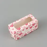 Коробка подарочная с окном &laquo;Сердца&raquo;, 12&times;5.5&times;5.5 см, самосборная