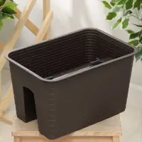 Ящик балконный &laquo;Ротанг&raquo;, 12 л, 39&times;27&times;23 см, пластиковый, на перила, тёмно-коричневый
