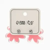 Серьги пластик "Цветочек летний" с блёсткой, цвет розовый