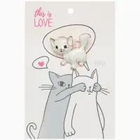 Брошь &laquo;Котёночек&raquo;, белая в золоте