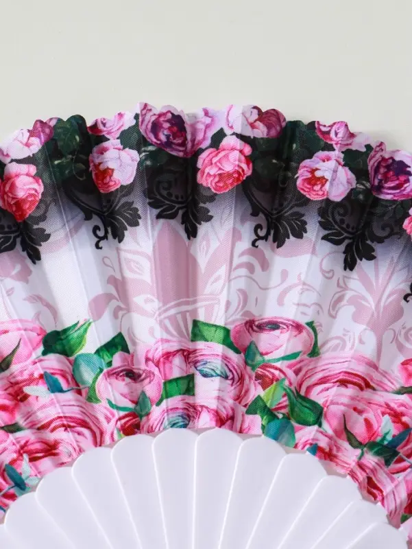 Веер пластик, текстиль Веер пластик, текстиль "Цветочный" МИКС широкие лопасти 23 см