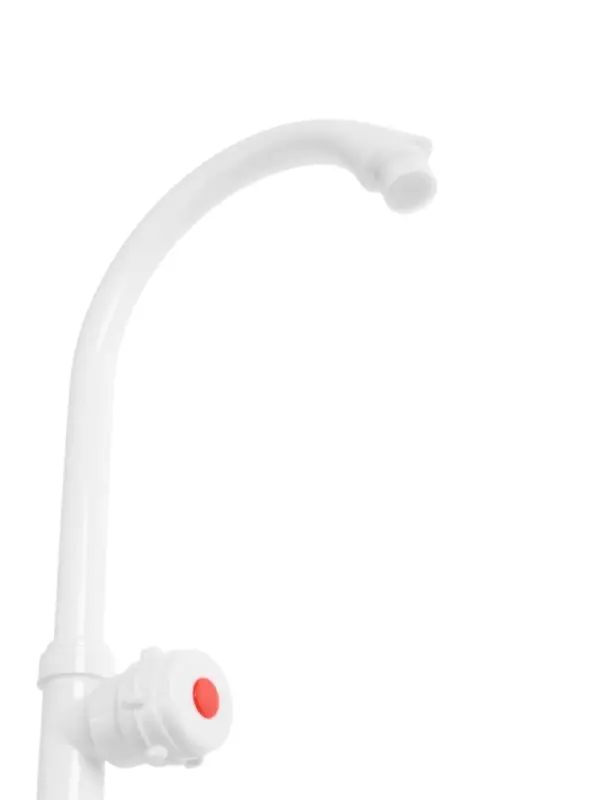 Кран на одну воду ZEIN Z2019, круглая ручка, пластик, высокий R-образный излив, белый