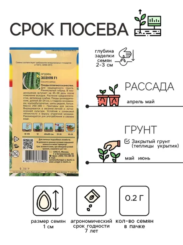 Семена Огурец Семена Огурец "Зозуля" F1,0,25 гр