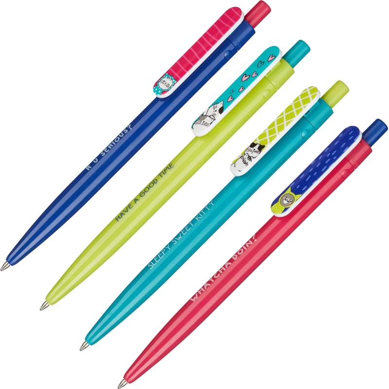 Ручка шариковая автомат. M&G So Many Cats, 0,7 мм,масл,син,асс