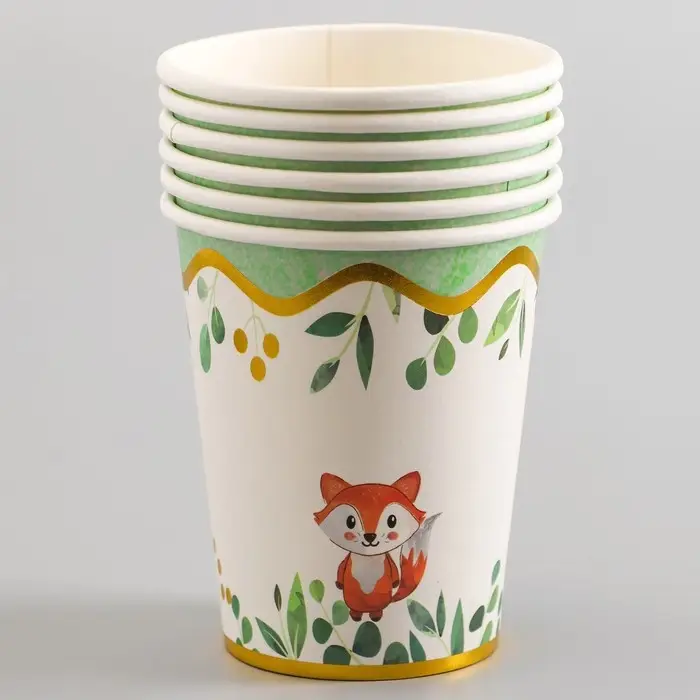 Стаканы бумажные «Зверята», 6 шт.