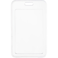 Бейдж Deli вертик.54x86 мм,жест.,держат,замок на кноп+рулетка и тесьма,роз