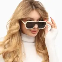 Очки солнцезащитные &laquo;OneSun. Маска&raquo;, uv 400, линза 4.5&times;5.8 см, белый, чёрный