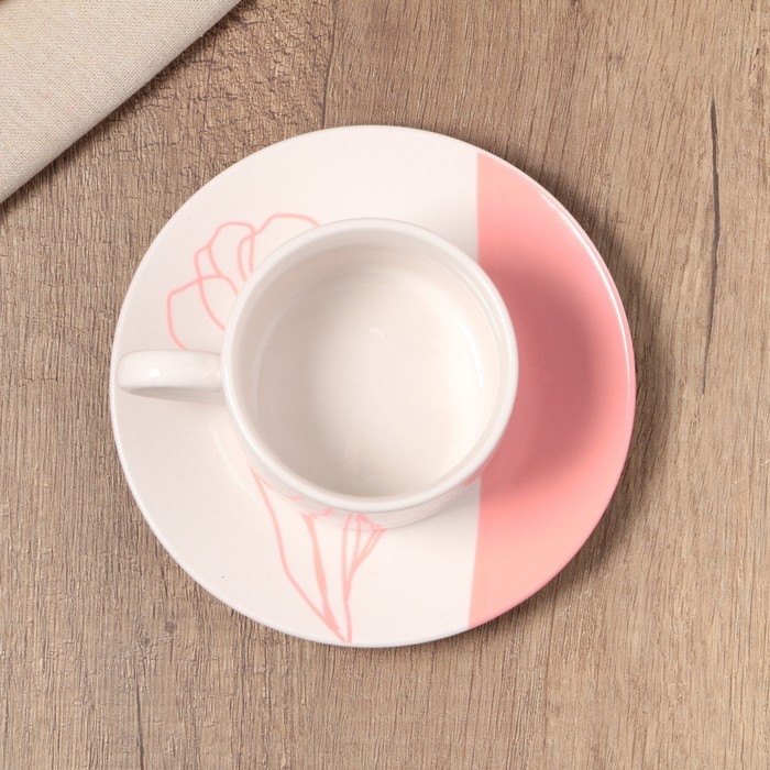 Чайная пара керамическая «И пусть весь мир подождет», 200 мл, цвет белый Чайная пара керамическая «И пусть весь мир подождет», 200 мл, цвет белый