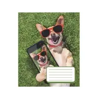 Тетрадь 12 листов в косую линейку, Calligrata «Селфи.DOG», обложка мелованная бумага, серые листы, МИКС